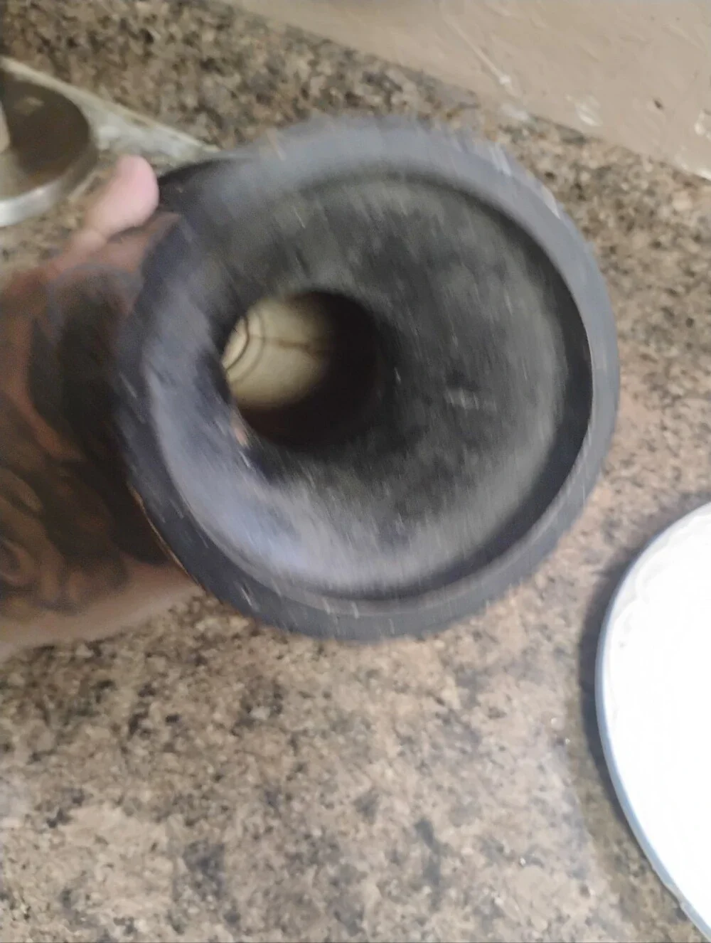 Tall Black and Brown Woven-Pattern Vase